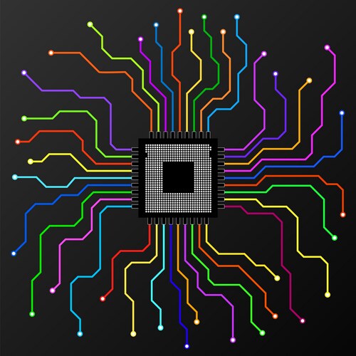 Abstract colorful cpu microprocessor microchip Vector Image