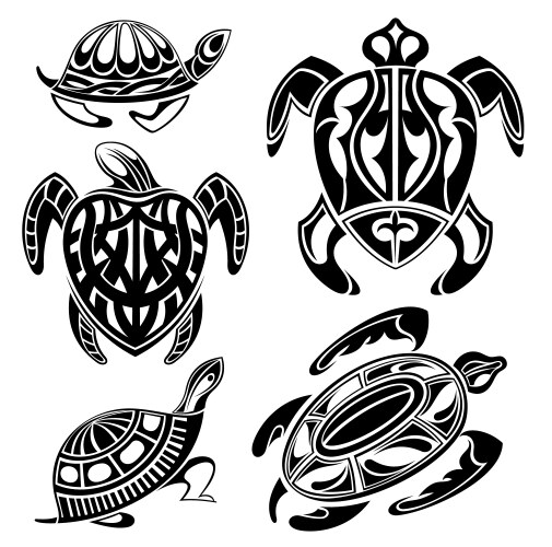 Tribal turtles tattoos Royalty Free Vector Image