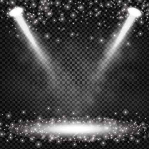 White spotlights shining with sparkles Royalty Free Vector