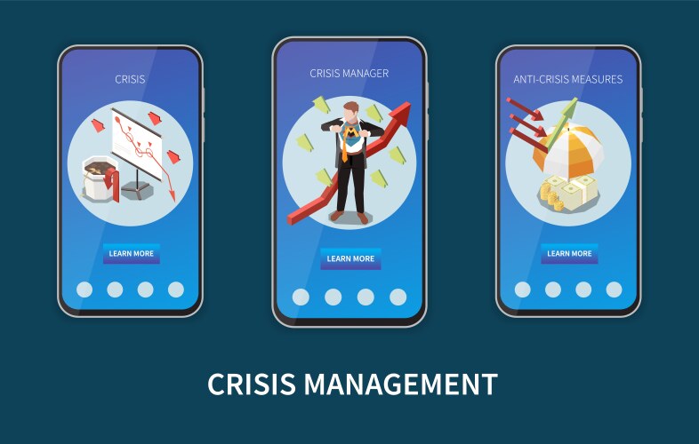 crisis management isometric set vector image