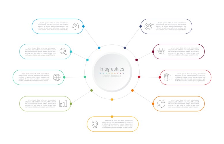 Infographic 9 options design elements Royalty Free Vector