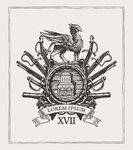 Medieval heraldic coat arms in vintage style Vector Image