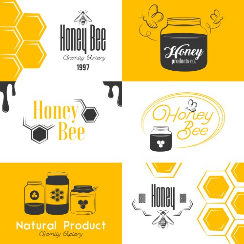 honey vintage logo set vector image