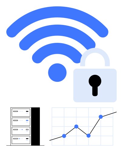 Wireless security with data encryption analytics vector image