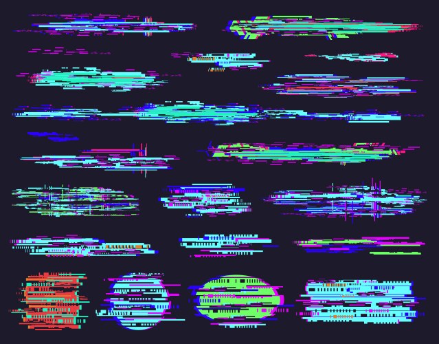 glitch error elements digital pixel noise vector image