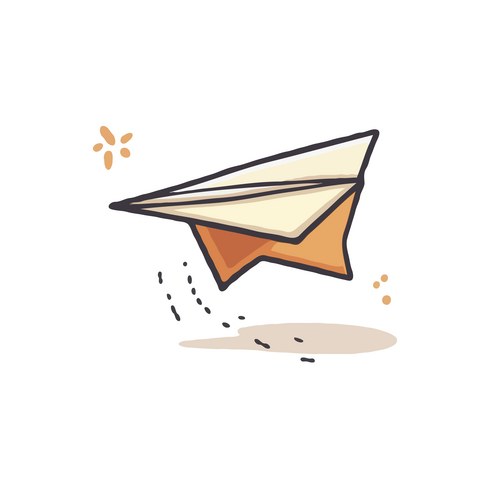 Cute Paper Airplane Doodle Vector Image
