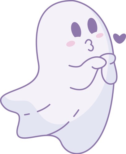 Cartoon ghost blowing a kiss with heart shape Vector Image