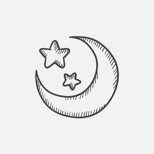 Moon and Stars Sketch Icon Set Vector Image