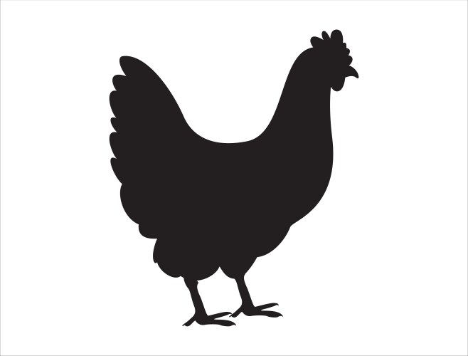 Hen Silhouette - Farm Animal Art Vector Image