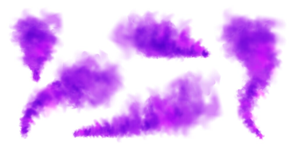 violet colorful smoke clouds isolated on white vector image