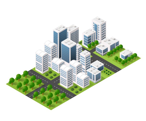 Smart city isometric composition Royalty Free Vector Image