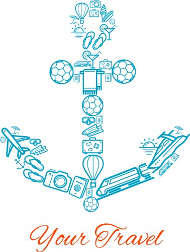 Anchor of travel and summer vacation icons vector image