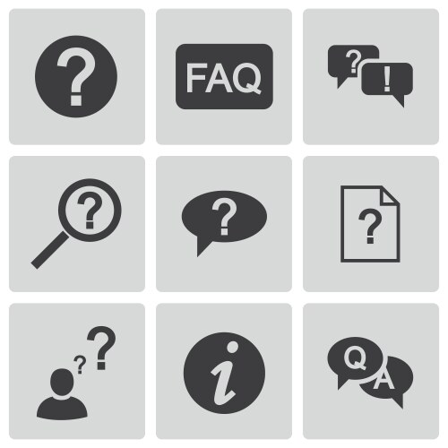 black faq icons set vector