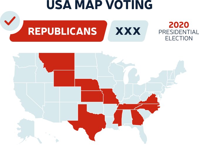 Usa presidential republicans election results map vector image