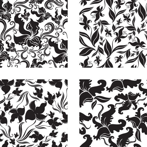 Seamless vintage black and white floral pattern Vector Image