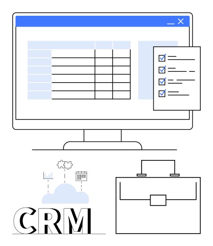 Crm dashboard with data table task checklist vector image