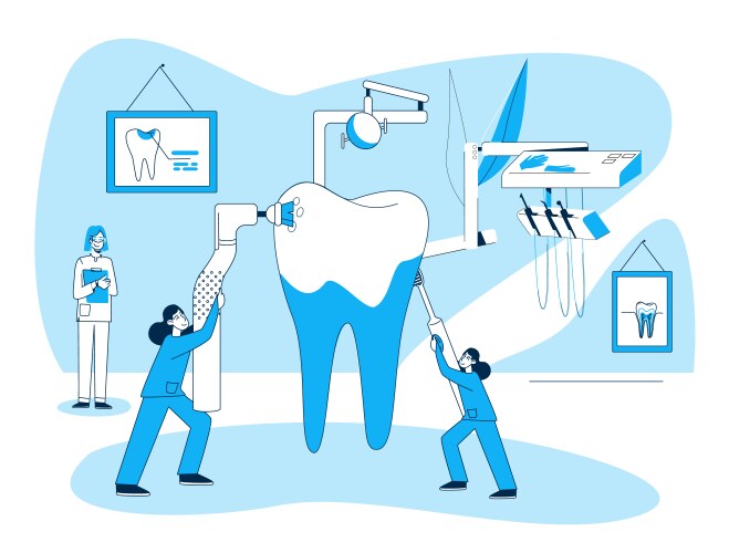 Children dentistry flat composition Royalty Free Vector