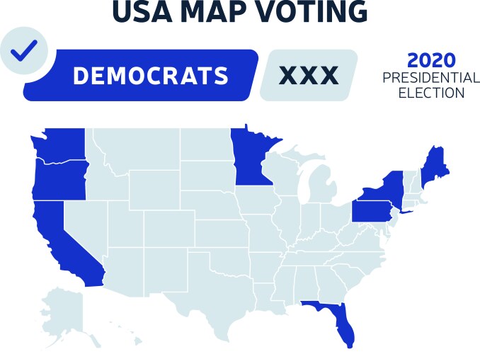 Usa presidential election democrats results map vector image