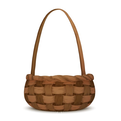 Wicker basket realistic isolated Royalty Free Vector Image