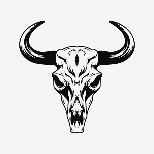Cow skull black and white silhouette Vector Image