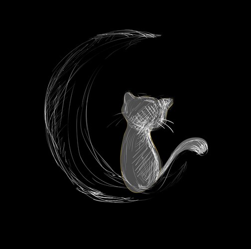 Hand Drawn Moonlit Sketch Vector Image