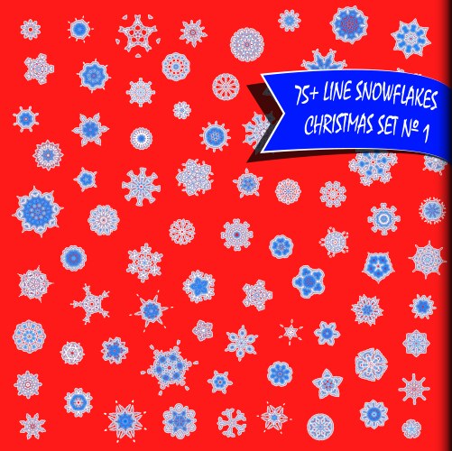 Big set of geometric snowflakes snow background vector image