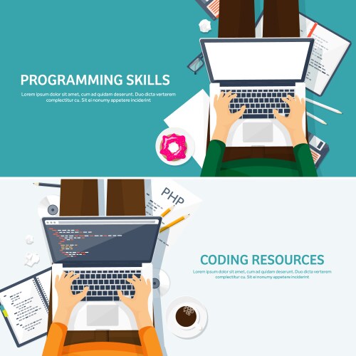 Programmingcoding flat computing background vector image