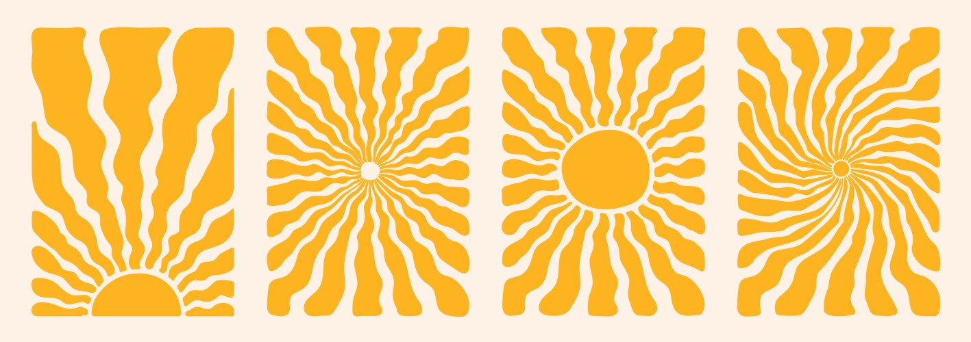 groovy retro abstract sun backgrounds organic vector image