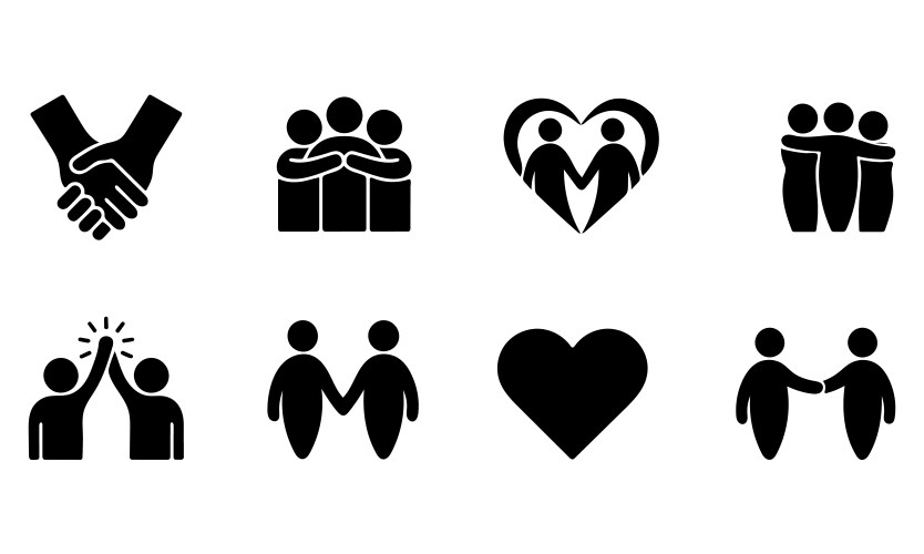 Friendship Silhouette Icons Vector Image
