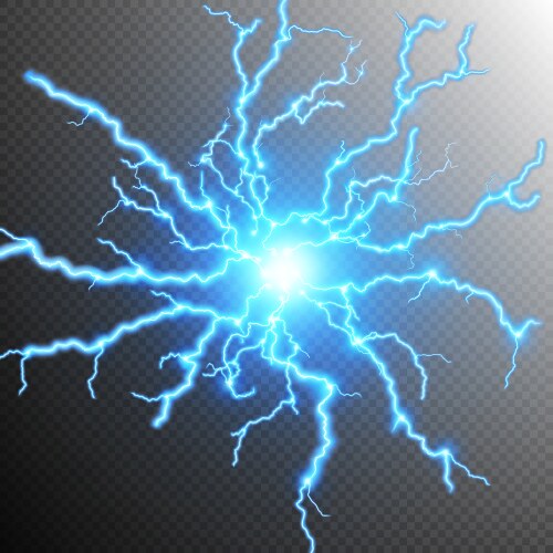 Circle lightning realistic blue background Vector Image