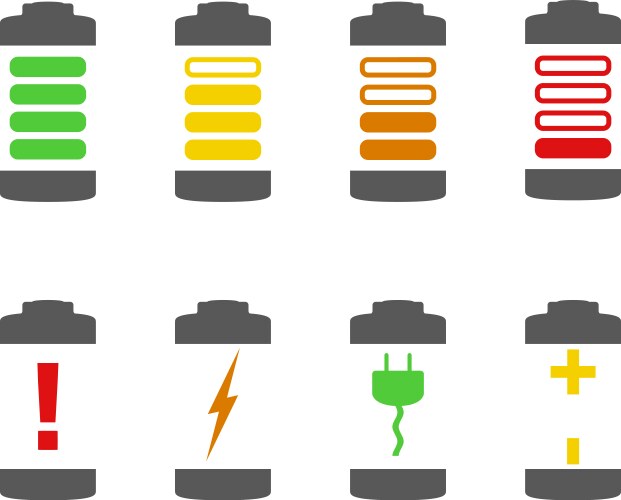 Battery recycling pictograms set Royalty Free Vector Image