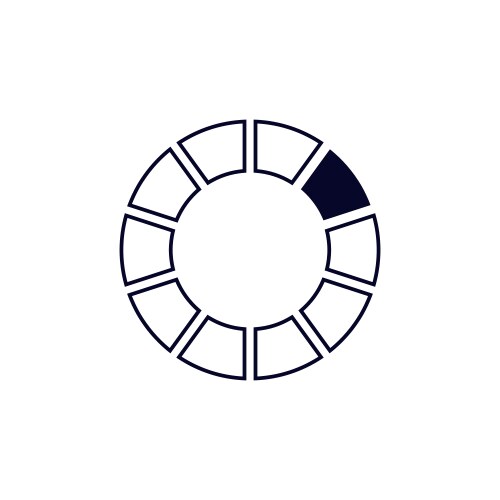 Circular loading icon with segmented sections vector image