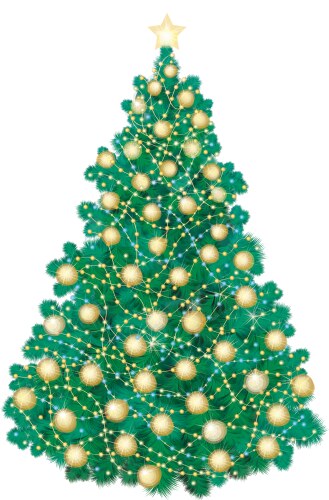 Christmas pine tree with star lights and balls Vector Image