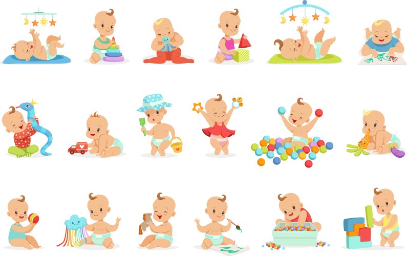 Cute Baby Girls Playing Vector Image