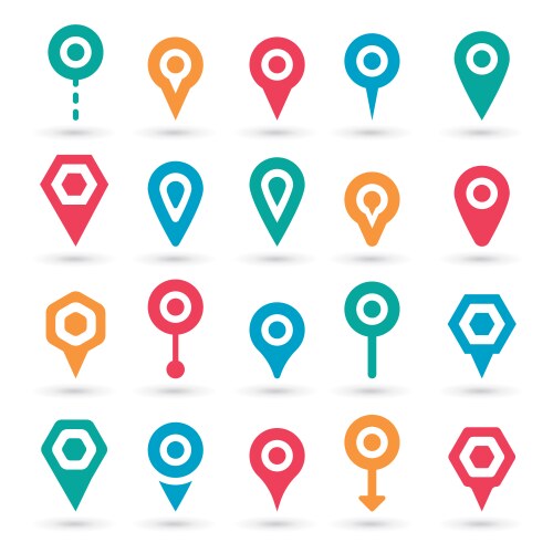 Colorful map pointer icons set vector image