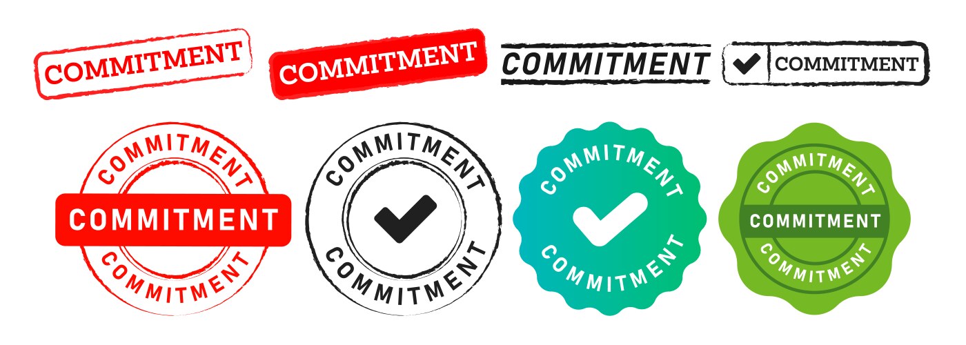 Commitment rectangle and circle stamp seal badge vector image