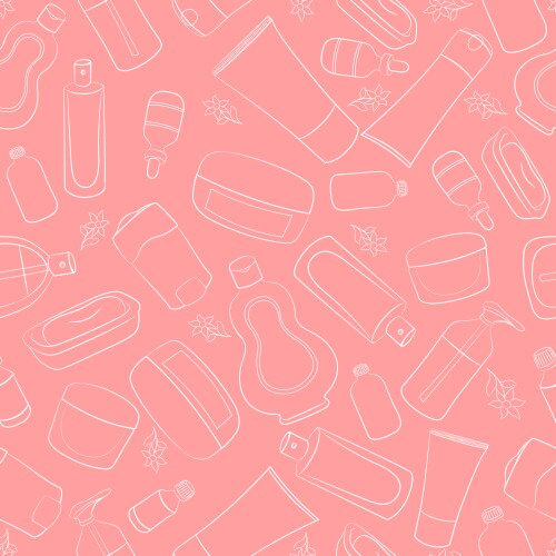 Seamless doodle cosmetics vector image