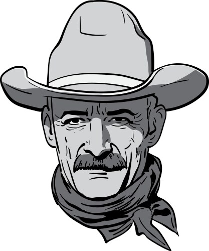 Cowboy Face Portrait - Western Style Vector Image