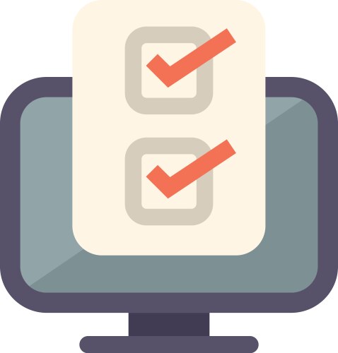 Desktop computer displaying checklist with checked vector image