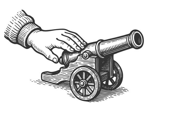 Child Holding Toy Cannon Sketch Vector Image