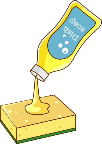 Dish soap and wash sponge Vector Image