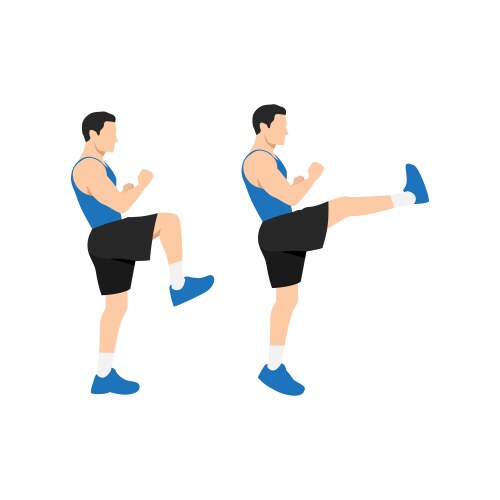 Man doing front kick exercise flat vector image