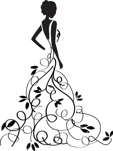 Silhouette of elegant wedding dress Royalty Free Vector