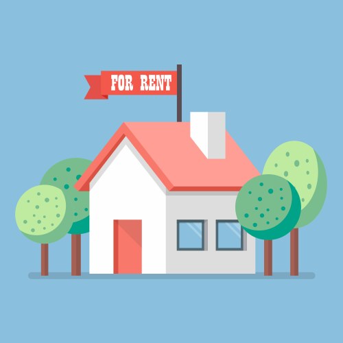 house for rent flat icon vector