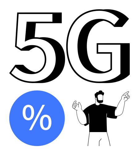 Man pointing towards 5g text with a large vector image
