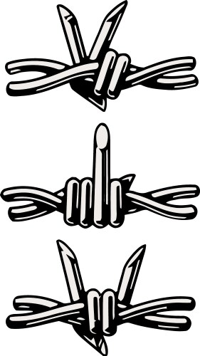 Barbed wires hand expression gesturing art Vector Image