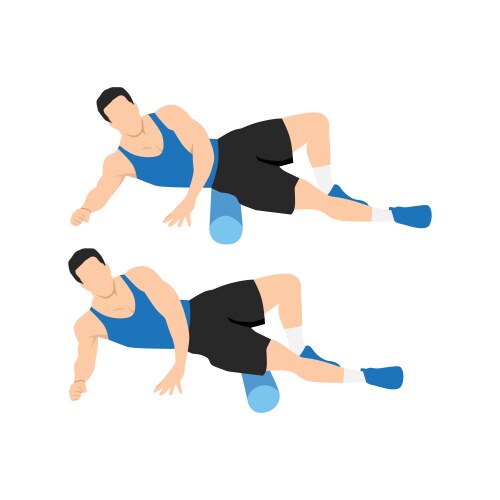 Man doing resistance band chest opener stretch Vector Image