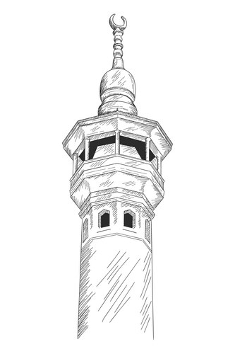 Mosque Minaret Sketch Vector Image