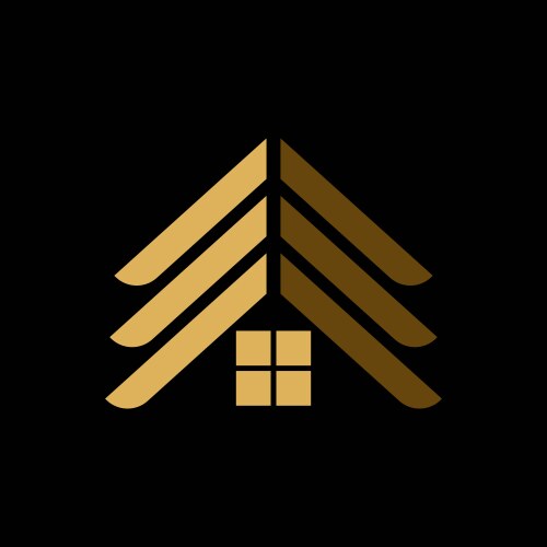 House roof construction building gold logo Vector Image