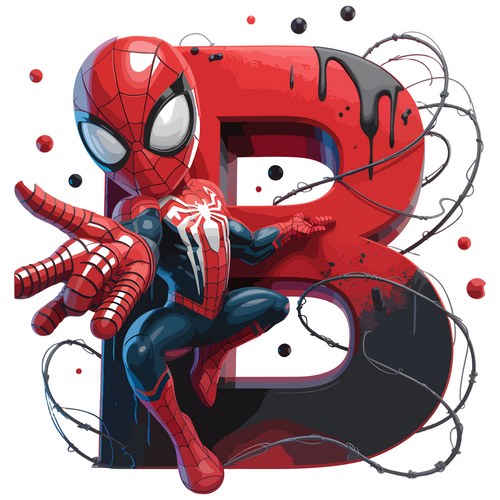 Playful Chibi Spider-Man with Number Eight